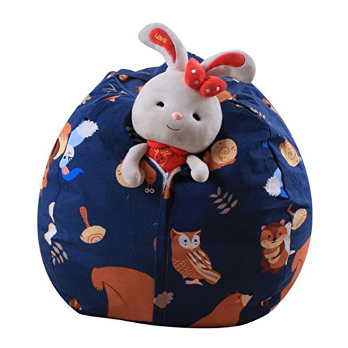 Stuff 'n Sit - Stuffed Animal Storage Bean Bag Chair for Kids - Pouf Ottoman for Toy Storage (B)