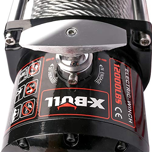 X-BULL 12V Steel Cable Electric Winch 12000 lb Load Capacity - Image 3