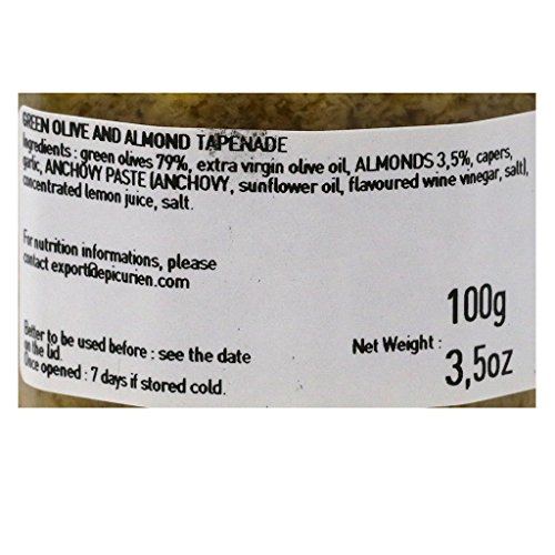 L'Epicurien, Green Olive and Almond Tapenade | Non-GMO | Gluten-Free | All-Natural, 3.5 Ounce Jar (Multipack) (1)