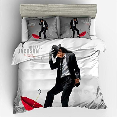 Jameswish 3D Michael Jackson Duvet Cover Sets 2018 New Design Bed Cover Heavy-Duty Comfortable Bed Linen 3-Piece Including 1Duvet Cover 2Pillowshams King Queen Full Twin Size
