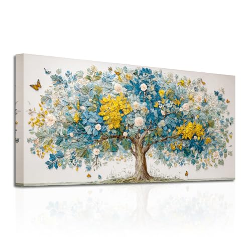 SERIMINO Modern Living Room Decoration Paintings, Large Decorative Canvases, Colourful Decorative Sheets Tree of Life, Flower Paintings Artistic Hallways, Bedrooms, Dining Room, 73 x 146 cm
