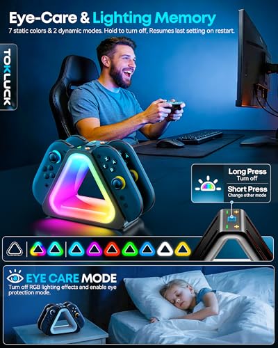 Tokluck Ladestation für 2025 Nintendo Joy Con 2, Schnelle Switch 2 Joy Con Magnetische Ladestation mit 7 Lichtmodi, Erweiterte Controller Ladegerät für Nintendo Switch 2 Zubehör thumbnail 3