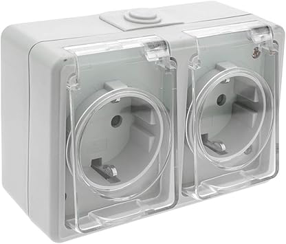 BeMatik - Base de Superficie estanca IP54 16A 250V con Doble schuko: Amazon.es: Electrónica