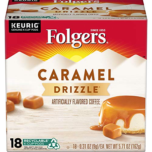 Folgers Caramel Drizzle Flavored Coffee, K Cup Pods for Keurig K Cup Brewers, 18-Count (Pack of 4)
