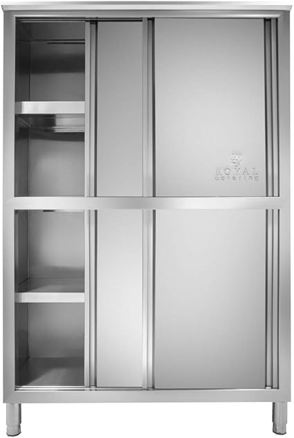 Royal Catering Armoire En Inox Rangement Cuisine Rcge 120 50x118x180 5cm 4 Etageres 4 Portes Coulissantes Pieds Reglables Inox Amazon Fr Cuisine Maison