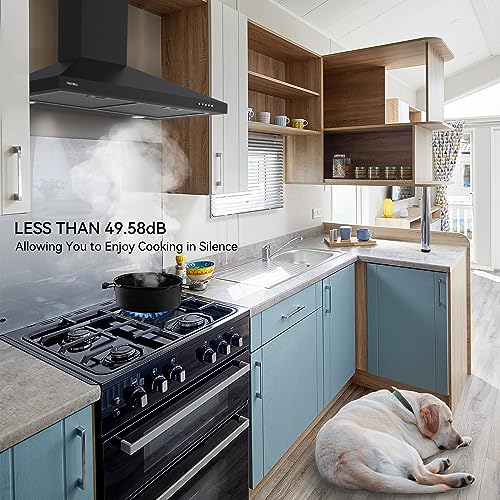 Hermitlux Range Hood 30 Inch, Wall Mount Vent Hood For Kitchen With Charcoal Filter, Range Hoods