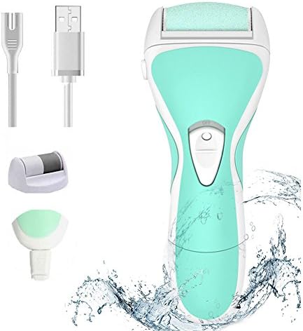 YANWIN Rechargeable Foot Callus Remover, Double Roller 2 in 1 Electric Foot File Hard Callous Dead Dry Skin Remover Professional Pedicure and Manicure Tool Wet and Dry