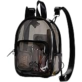 OTW Anti-Theft Black Clear Transparent Small Mini Backpack Convertible Straps Crossbody for Raves Stadium Festival Concert (Mini - Black)