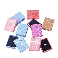 Duduer 15 Pcs Cardboard Bows Jewelry Gift Box with Lids,5-Color Jewelry Box,Cardboard Ring Boxes with Padding Gifts Paper Boxes.for Ring Earring Jewelry (5 Color)