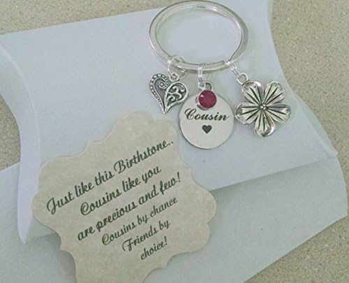 Gifts For Cousin, Personalized Keychain, Birthstone Keychain, Charm is as Big as a Nickle, Cousin Gift, Birthday Gift for Cousin, Family Reunion