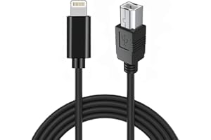WAHBITE iPhone to USB B Midi Cable 5FT, Lightning to USB 2.0 Midi Interface Cord for iPhone, iPad, iPod to Midi Controller, Electronic Music Instrument, Midi Keyboard, Recording Audio Interface and More