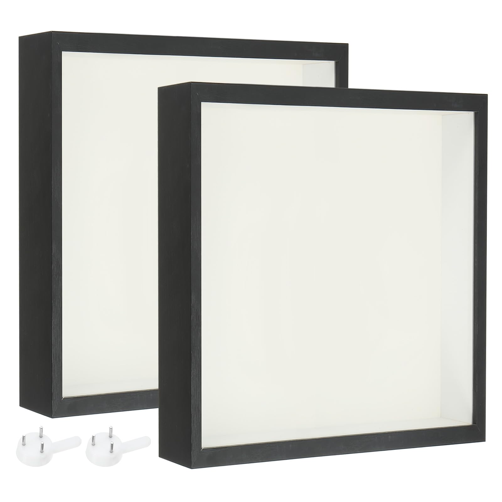 PATIKIL 8x8 Shadow Box Frame, 2 Pack Wooden Dried Flower Floating Photo Frame Glass DIY Display Case for Flowers Ticket Crafts and Photos, Black