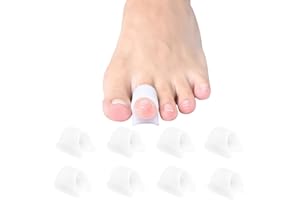 Byehambuni Gel Hammer Toe Straightener - 8 Pack Hammer Toe Corrector - Toe Straighteners for Curled Toes - Elevate Toe-Tip, Soothes Top Corn - Fits for Women and Men - White (8Medium Size)