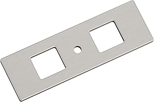 Amerock Medora 3-11/16 inch (94mm) Length Rectangle Satin Nickel Cabinet Knob Backplate, BP37780G10