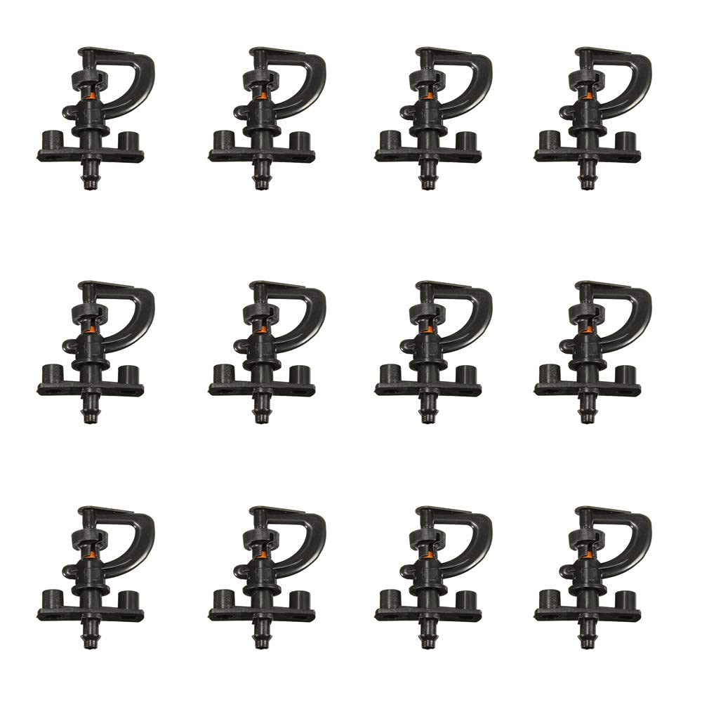 CYIOU G-Type Micro Sprinkler Adjustable 360 Degree Vari Rotating Sprinkler Irrigation Misting Sprinkler Connector Nozzle Accessory for Garden Lawn 12pcs