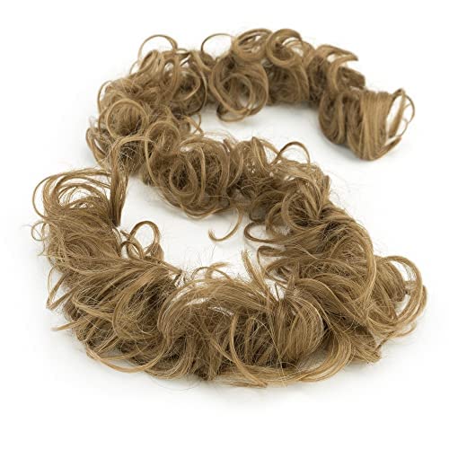 IMISSU Large Size Hairpiece Curly Messy Hair Bun Wrap Scrunchies Elastic Hair Band Donut Updo Chignon Hair Extension Piece for Women Girl (Ash Copper)