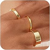 OAOMRIA 14K Gold Stackable Rings Waterproof Stacking Rings For Women Thin Wide Bands Ring Non Tarnish Gold Ring 2mm 4mm 6mm