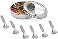 Shradha Trading Stainless Steel Transparent Masala Box/Spice Box/Masala Dabba/Spice Container - 7 Containers, Steel Masala Box/ Masala Dabba/ Spice Box, Kitchen Spice Box, Spice Box for Chefs