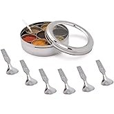 Shradha Trading Stainless Steel Transparent Masala Dabba - 7 Containers, Steel Masala Box, Kitchen Spice Box