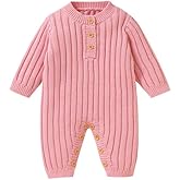 Neiwech Baby Boy Girl Romper Newborn Infant Knit Striped Solid Long Sleeve One Piece Jumpsuit Clothes
