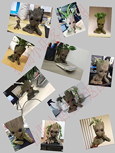 6" Kawaii Polyresin Flowerpot Tree Baby Groot Succulent Planter Cute Green Plants Flower Pot with Hole Pen Pot Best Gifts For Kids Pinsjar - Thumbnail 3