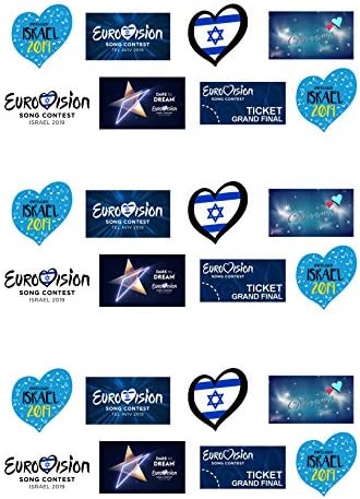 24 Stand Up Eurovision 2019 Song Contest Israel Themed Edible Wafer Paper Cake Toppers Decorations