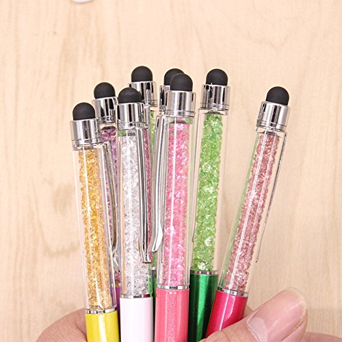 REFURBISHHOUSE 8PCS Random Colorful Crystal Pen Diamond Ballpoint Pens Fashion Creative Stylus Touch Pen Novelty Gift Office Material School Supplies