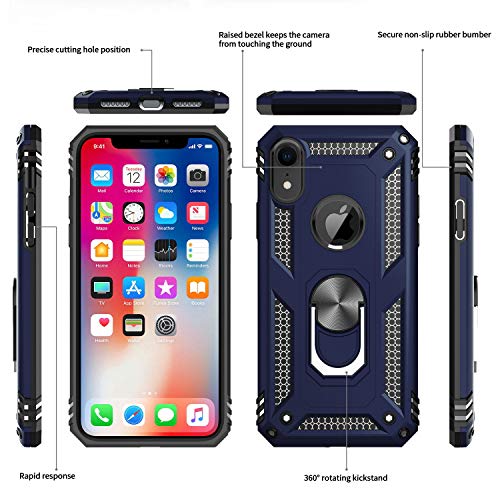 Leyi Compatible For Iphone Xr Case With Tempered Glass Screen Protector 2pack For Women Men Teens Military Grade Protective Phone Case With Ring Kickstand For Apple Iphone Xr 10 10 Xr Blue Pricepulse