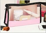 ACELIST Clear Vinyl Zippered Cosmetic Bag Carry Case Travel Makeup (Pink)