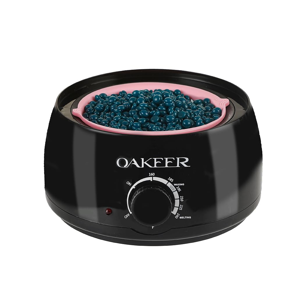 Oakeer Waxing Kit for Women Men, Wax Pot Machine, Wax Warmer for Hair Removal At Home With 6 Bags Beans, Body Waxing For Eyebrows Nose Cheeks Arms Bikinis Legs