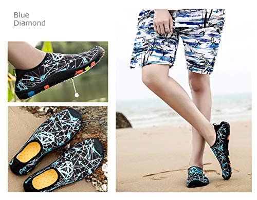 Benkii Mens Womens Water Shoes Quick Dry Barefoot for Yoga Swim Diving Surf Aqua Sports Pool Beach (bluediamond 39) - Thumbnail 5