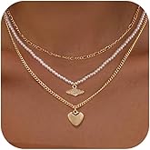 VIROMY Gold Necklace for Women 14k Gold Chain Necklaces Dainty Layered Necklaces Simple Stackable Pendant Necklaces Herringbone Cuban Paperclip Chain Gold Choker Necklaces Gold Jewelry for Women