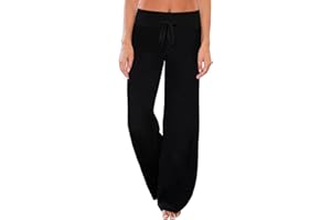 AMiERY Women's Comfy Casual Pajama Pants Floral Print Drawstring Palazzo Lounge Pants Wide Leg