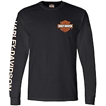 ◆Harley Davidson◆ Iconic Logo Long Sleeve T-Shirt Khaki HH Harley-Davidson Men's Orange Bar & Shield Logo Long Sleeve