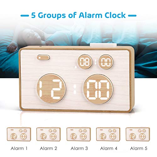 meross Digital Alarm Clock for Bedroom, Table Clock，5 Alarm Settings