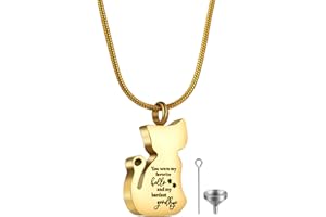 OIDEA Women's Cat-Shaped Urn Necklaces for Ashes: Stainless Steel Pet Cat Ashes Necklace Memorial Keepsake Cremation Jewelry