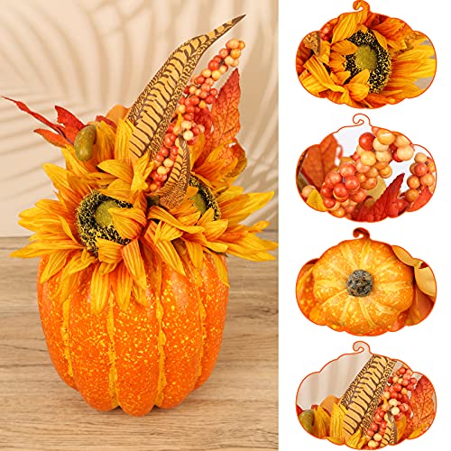 HAKACC Artificial Pumpkin, 13.5 Inches Fake Pumpkin Artificial Vegetable Faux Pumpkin Large Outdoor Pumpkin for Halloween Thanksgiving Day Decorations
