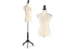 HOMBOUR Female Mannequin Body, Sewing Mannequin Torso Dress Form, Adjustable Mannequin with Stand for Sewing Dressmaker Jewelry Display, Beige