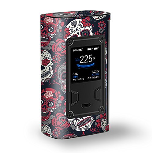 Skin Decal Vinyl Wrap for Smok Majesty 225W TC Kit Vape Kit skins stickers cover / Sugar Skulls Red Black Dia de los