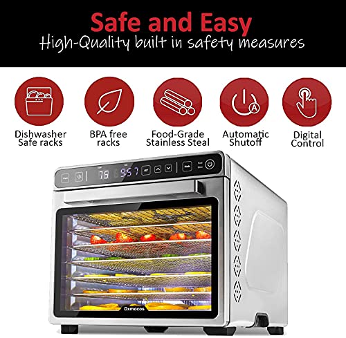 Dxmocos 7 Layer Food Dehydrator Machine, Digital Adjustable Timer and Temperature Control, Dryer for Herb, Meat, Beef, Fruit and Vegetables, Over Heat Protection, Stainless Steel Trays