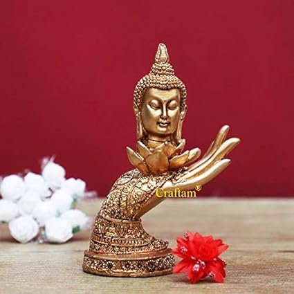 Craftam Beautiful Handcrafted Attractive Buddh Face On Hand Decorative Showpiece