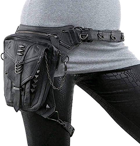 Steampunk Drop Leg Arm Bag Pack PU Leather Multi-Purpose Tactical Hip Belt Waist Fanny Messenger Shoulder Bag Handbags for Men Women