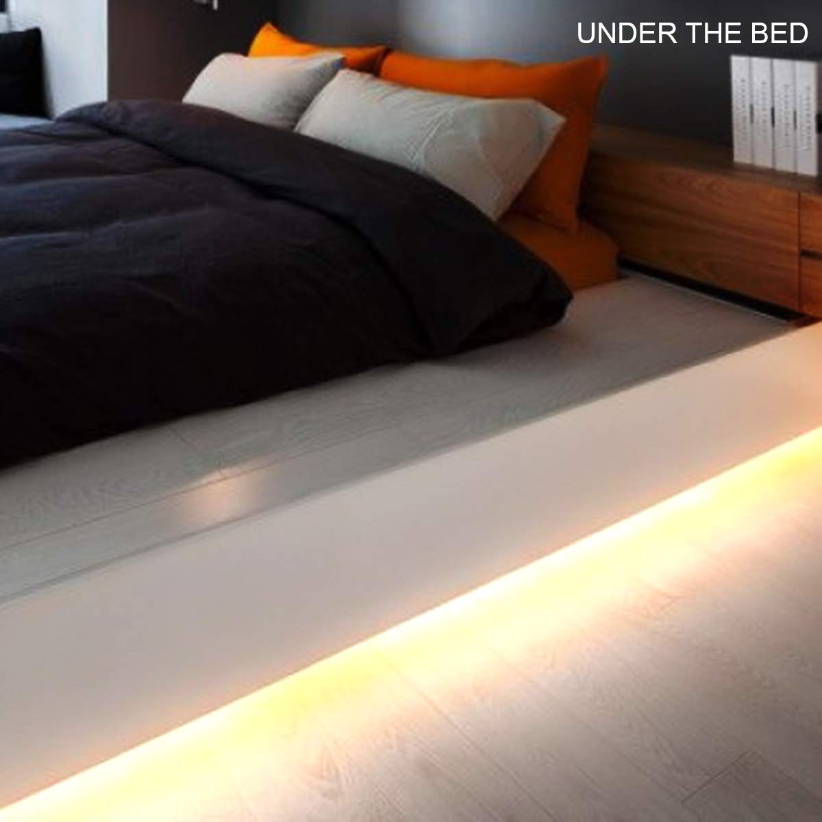 Lumière de Lit VDROL Bande LED Sensor de Mouvement Éclairage Lumière qui s\'Allume et s\'Éteint Automatiquement Idéal pour le Chevet, la Chambre à Coucher, Sous la Crèche, placard, Armoire, Plateau