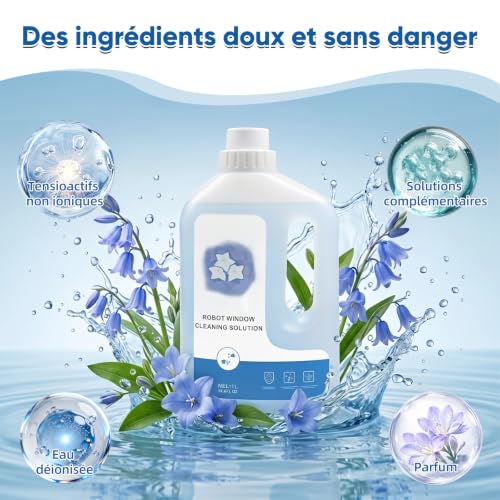 1L Window Washer for Ecovacs Winbot with Blue Bell Scent | 1L Cleaning Solution for Ecovacs Winbot W1 PRO/ W2/ W2 OMNI/ W2 PRO/ W2 PRO OMNI/WINBOT MINI/ W2S/ W2S OMNI/ W3 OMNI