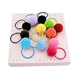 Coobbar 12 Colors 3.5cm Solid Fur Ball Safety Hair Clip Handmade Hair Accessories for Baby Girls Christmas Gift (Hair rope)