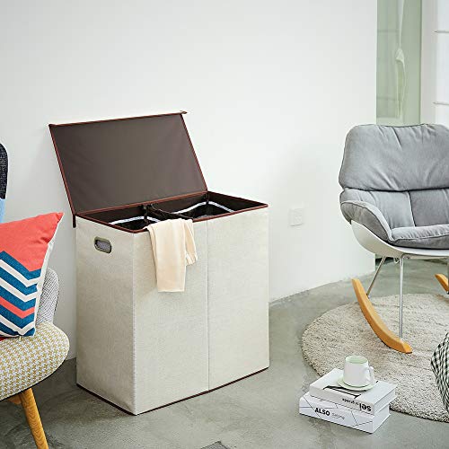 SUPERJARE Double Laundry Hamper with Removable Liner Bags &