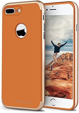 iPhone 7 Plus Case, Ambercase Drop Protection Slim Flexible TPU Case Cover with PC Bumper, Shock Absorption Anti-Slip/Scratch Grip Case for Apple iPhone 7 Plus (5.5 Inch)-Orange &amp; Rose Gold