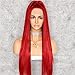 SAPPHIREWIGS Red Color Silky Soft Straight Type Heat Resistant Hair Hand Tied Cosplay Women Masquerade Makeup Party Synthetic Lace Front Daily Wigs