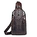 Sunmig Men’s Crocodile Genuine Leather Crossbody Chest Bag Hiking Sling Daypack (Model 3201)