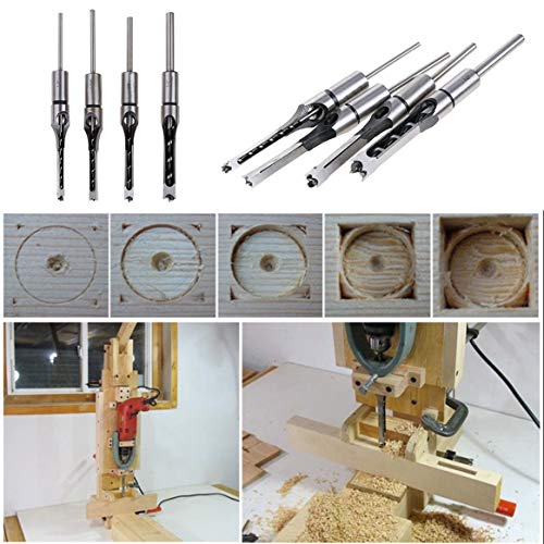 Square Hole Mortiser Drill Bit Hole Drill Guide Positioner Mortising Chisel Drill for DIY Woodworking Electric Drill Tools